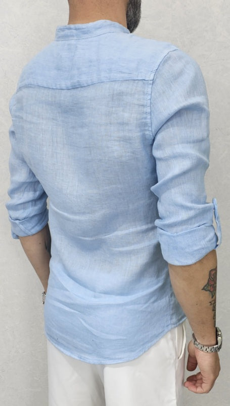 CAMICIA LINO COLLO COREANO VARI COLORI S,M,L,XL,XXL