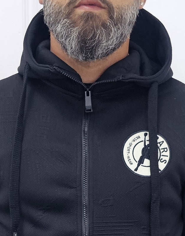 Tuta Paris rilievo felpata Cappuccio Tabacco, Nero, Bianco ,s,m,l,xl,xxl