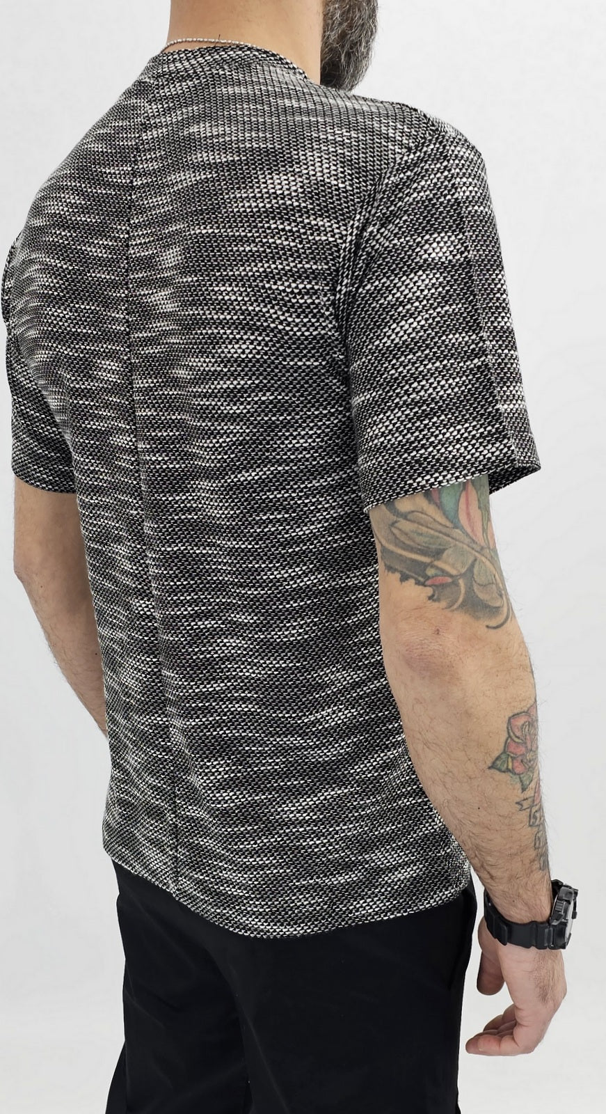 Maglia uomo cotone nido d'ape bianco/nero elastica t-shirt Coreana Manica corta