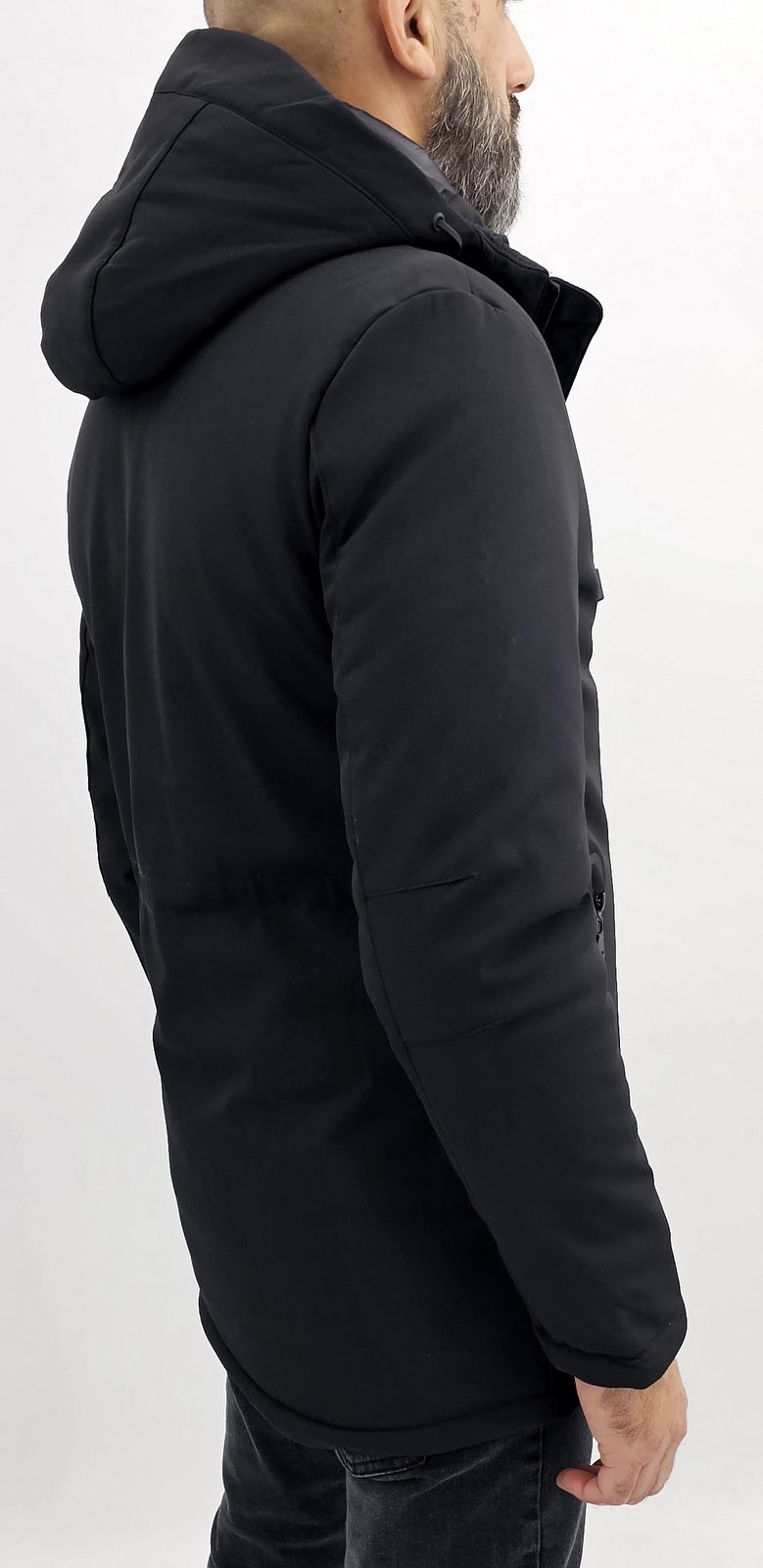 Giubbotto parka uomo giubbino pettorina nero Cappuccio impermeabile