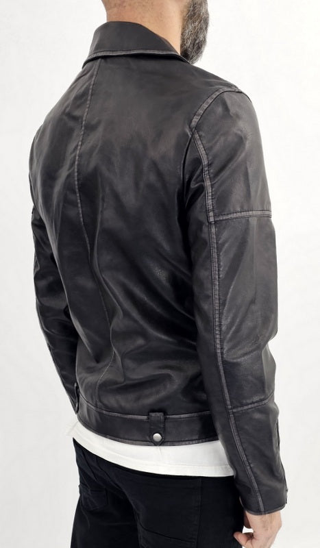 Giubbino Uomo Foderato Eco pelle Chiodo Nero Primaverile giacca S,M,L,XL,XXL