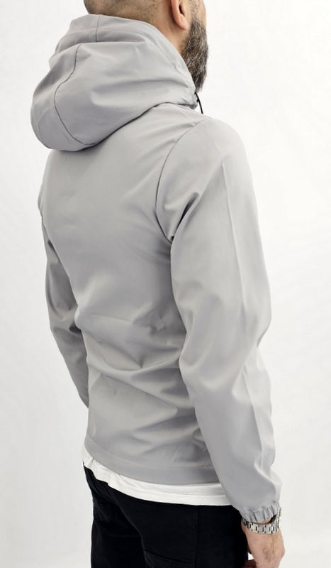 Giubbino uomo primaverile Cappuccio tech nero/grigio/verde