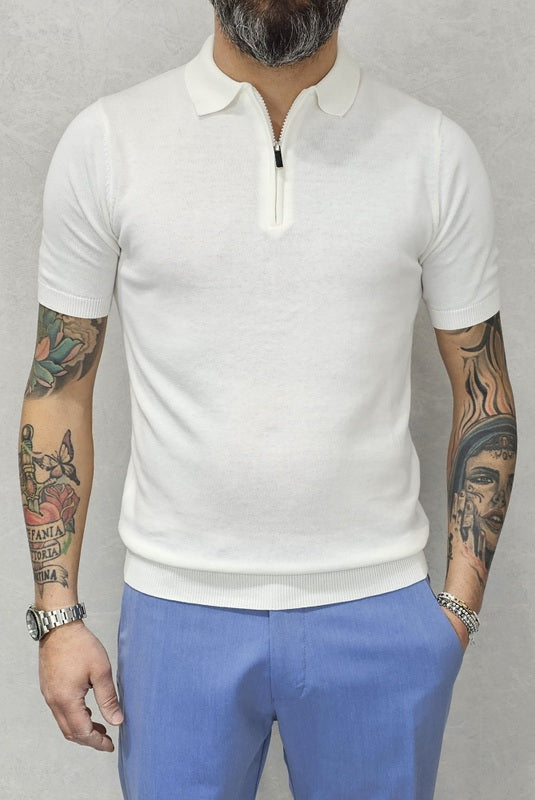 Polo uomo elastica Manica corta zip  s,m,l,xl,xxl cotone filo