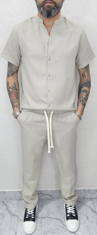 Completo uomo Camicia coreana+Pantalone 4 colori s,m,l,xl,xxl