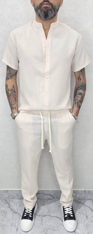 Completo uomo Camicia coreana+Pantalone 4 colori s,m,l,xl,xxl
