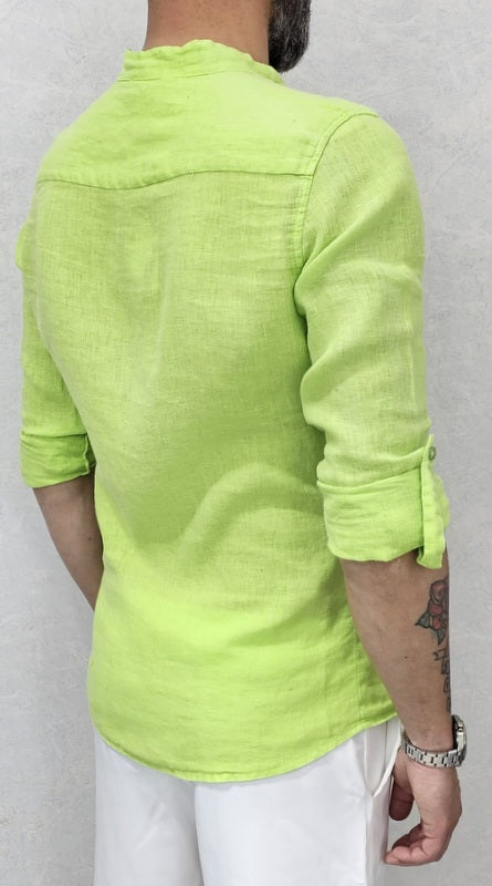 CAMICIA LINO COLLO COREANO VARI COLORI S,M,L,XL,XXL