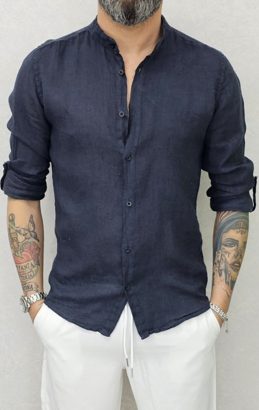 CAMICIA LINO COLLO COREANO VARI COLORI S,M,L,XL,XXL