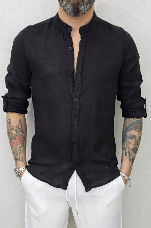 CAMICIA LINO COLLO COREANO VARI COLORI S,M,L,XL,XXL