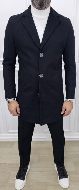 Cappottino uomo made in italy Nero 3 bottoni s,m,l,xl,xxl