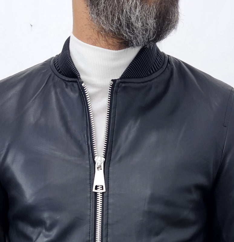 Giubbino Uomo Bomber Ecopelle invernale nero s,m,l,xl,xxl