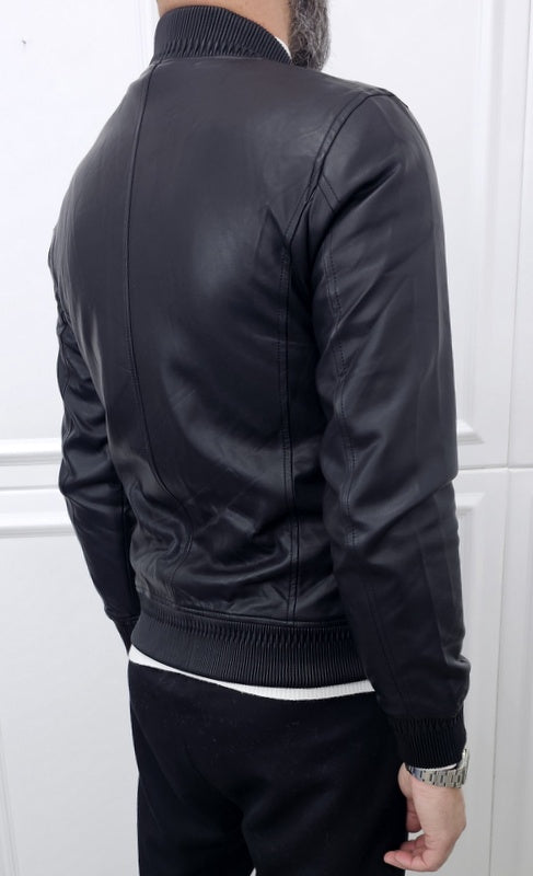 Giubbino Uomo Bomber Ecopelle invernale nero s,m,l,xl,xxl
