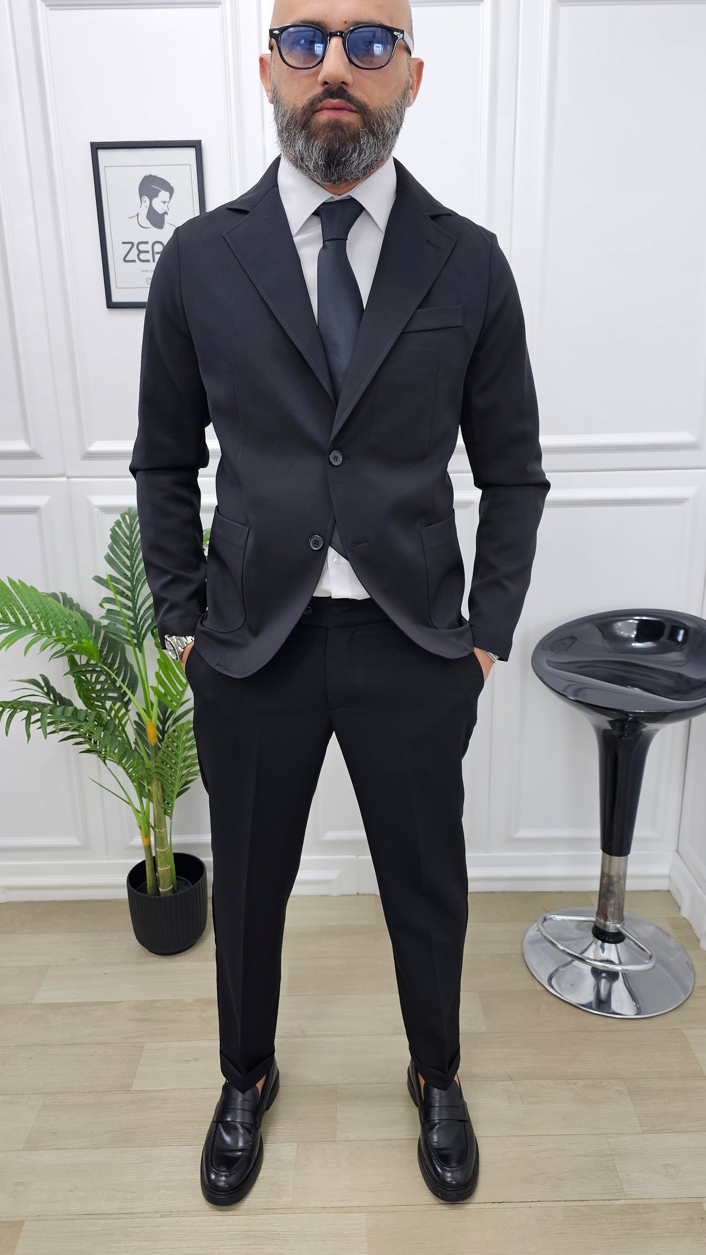 Abito Sharm completo 2 bottoni Giacca+pantalone+camicia+cravatta 44,46,48,50,52,54