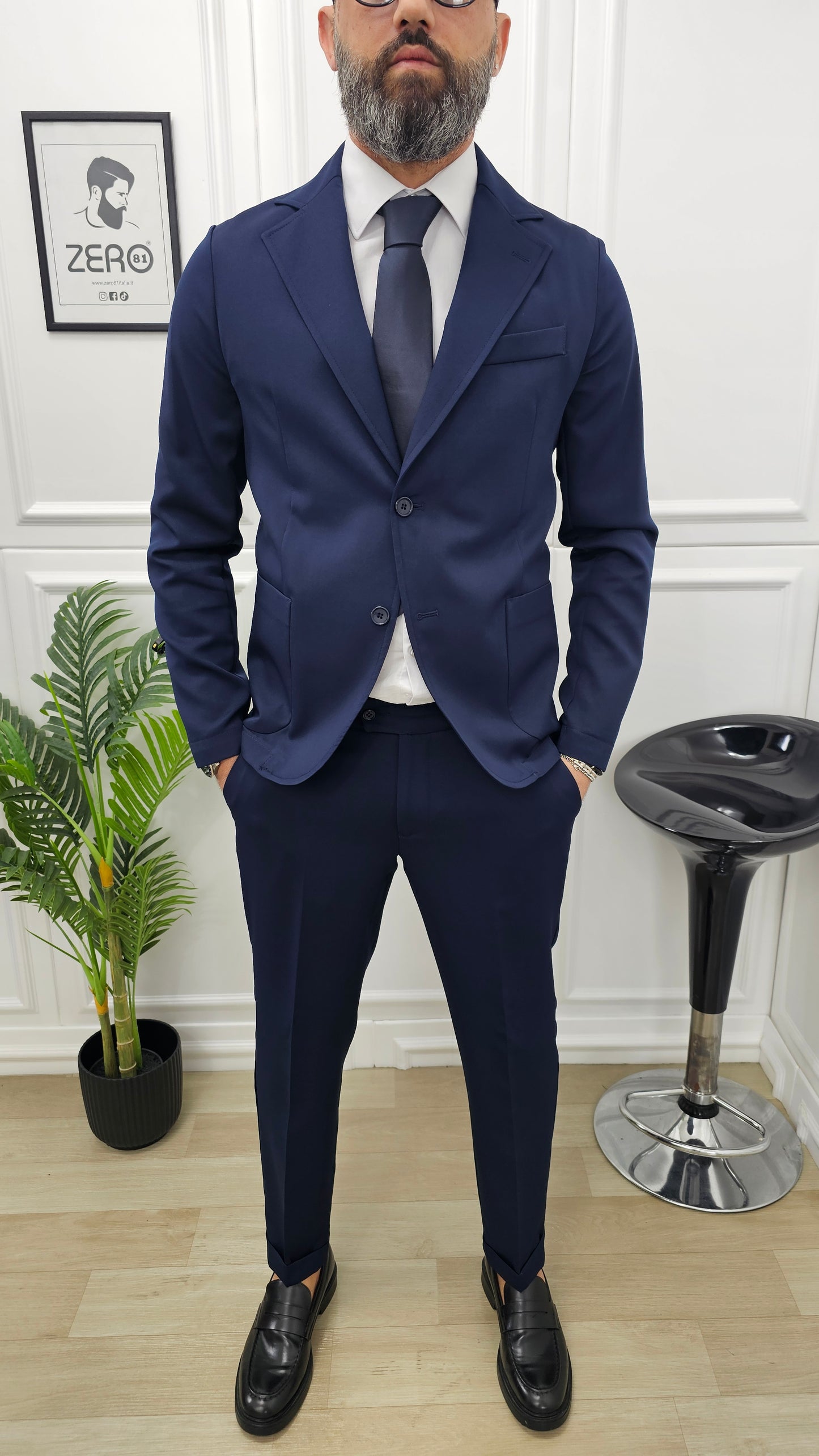 Abito Sharm completo 2 bottoni Giacca+pantalone+camicia+cravatta 44,46,48,50,52,54