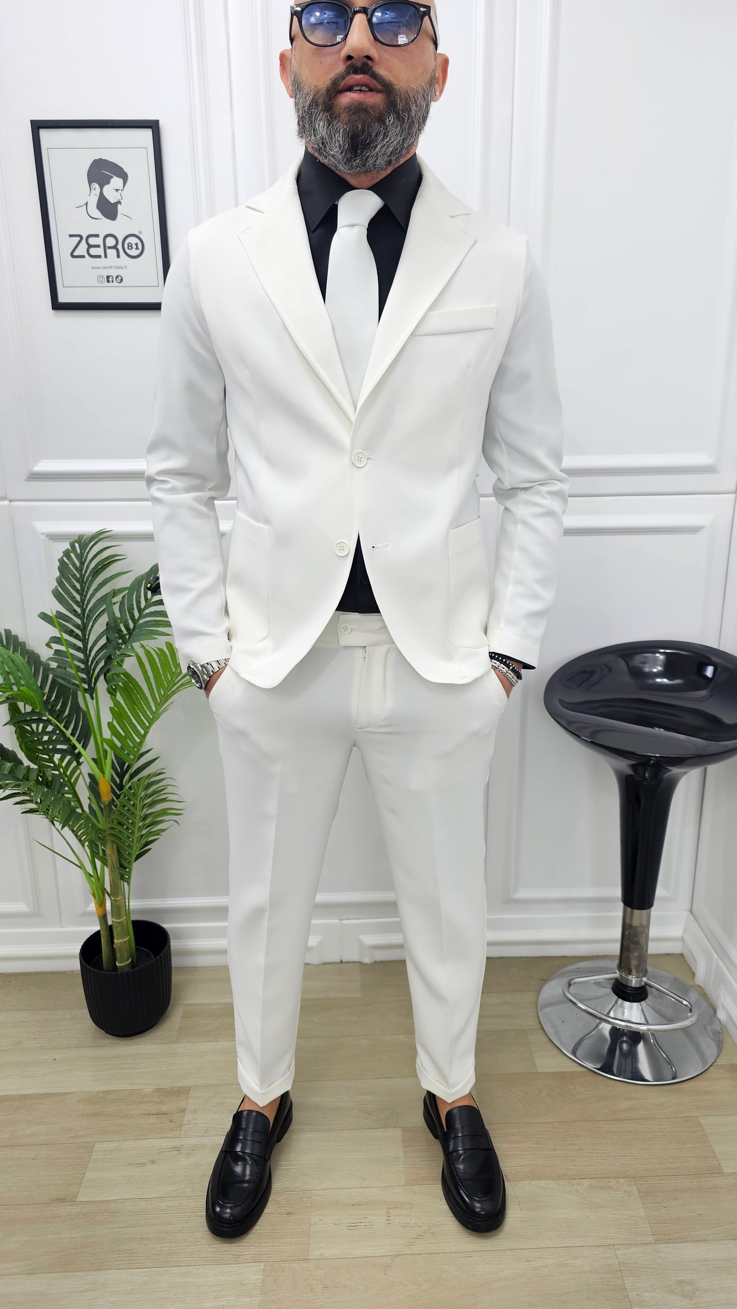Abito Sharm completo 2 bottoni Giacca+pantalone+camicia+cravatta 44,46,48,50,52,54