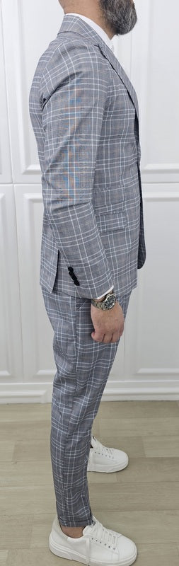 Abito completo 2 bottoni Galles quadri Giacca+Pantalone+Camicia  44,46,48,50,52,54