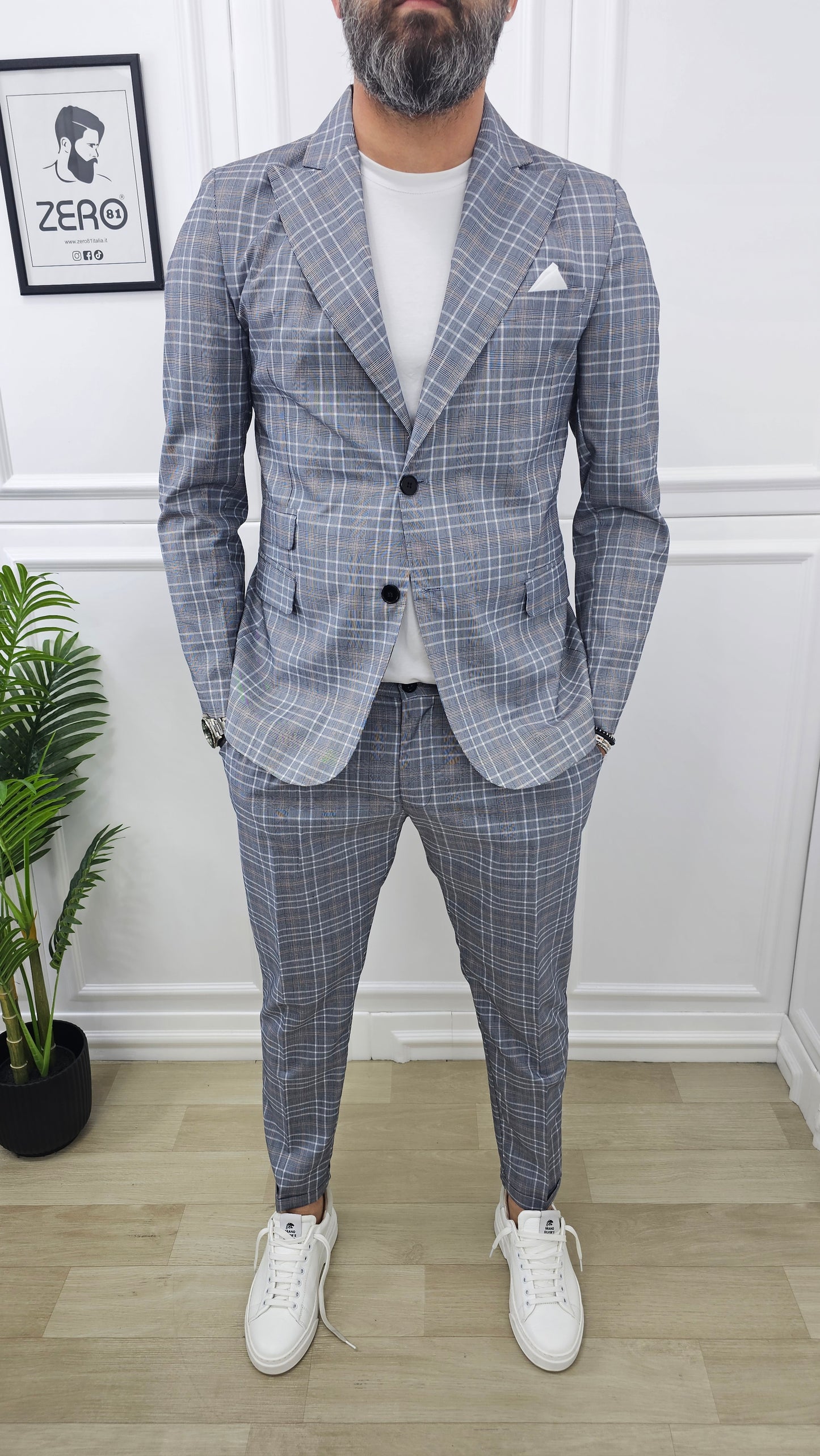 Abito completo 2 bottoni Galles quadri Giacca+Pantalone+T.shirt  44,46,48,50,52,54