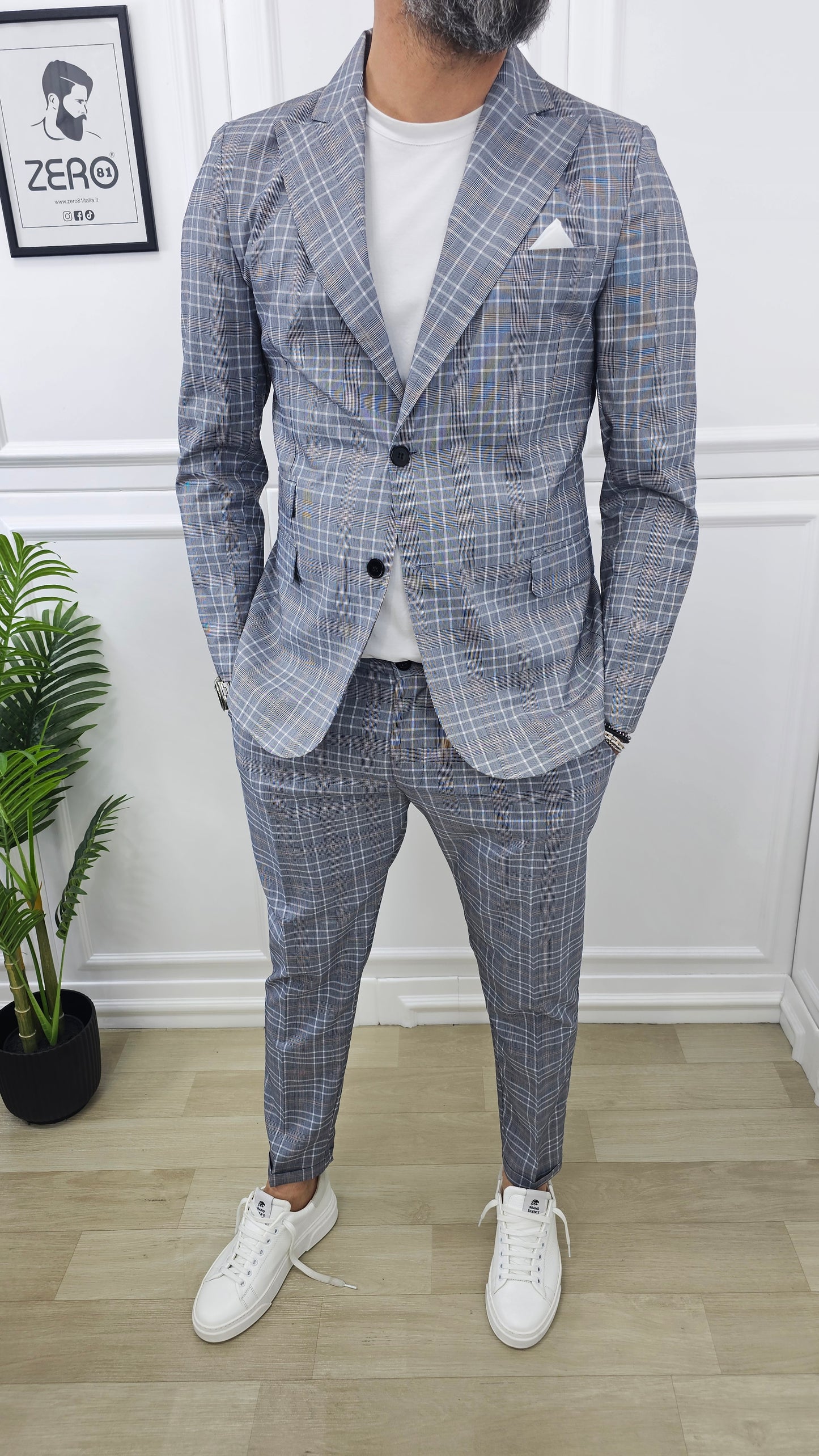 Abito completo 2 bottoni Galles quadri Giacca+Pantalone+T.shirt  44,46,48,50,52,54