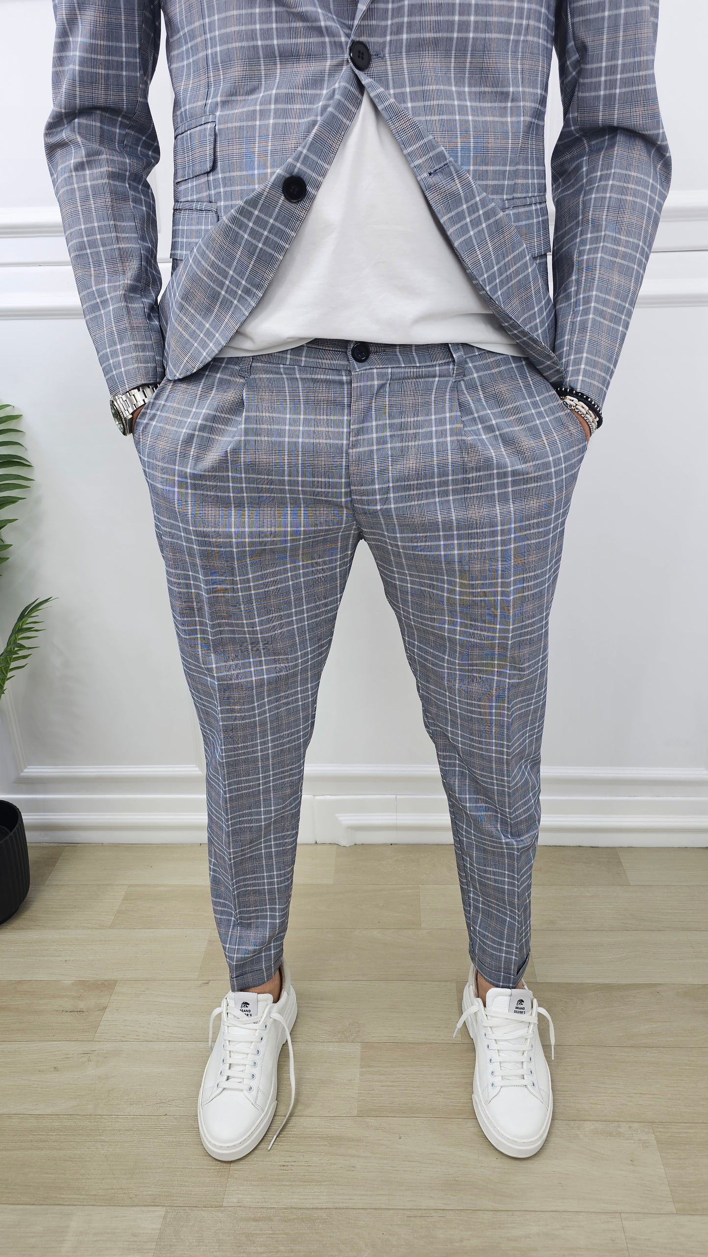 Abito completo 2 bottoni Galles quadri Giacca+Pantalone+T.shirt  44,46,48,50,52,54