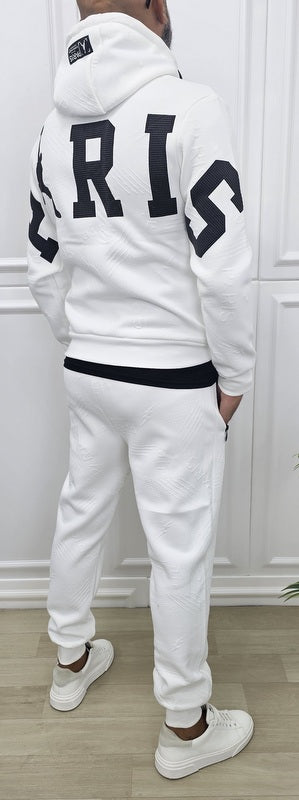 Tuta Paris rilievo felpata Cappuccio Tabacco, Nero, Bianco ,s,m,l,xl,xxl