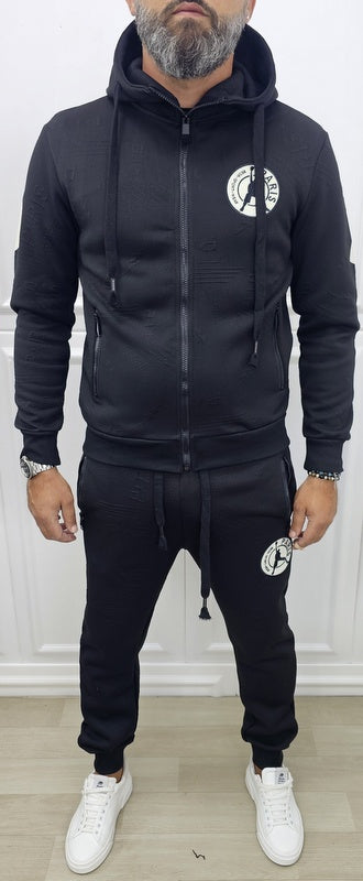 Tuta Paris rilievo felpata Cappuccio Tabacco, Nero, Bianco ,s,m,l,xl,xxl