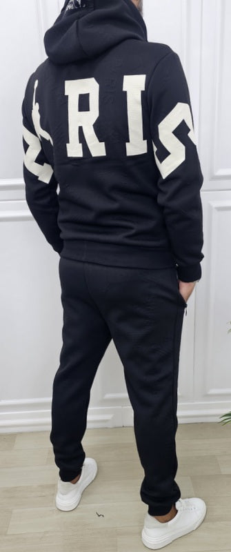 Tuta Paris rilievo felpata Cappuccio Tabacco, Nero, Bianco ,s,m,l,xl,xxl