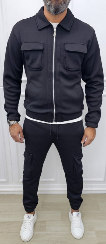 COMPLETO CARGO DISTRICT GIACCA+PANTALONE FELPATO NIDO D'APE  S.M.L.XL.XXL