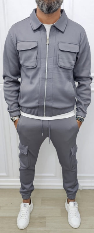 COMPLETO CARGO DISTRICT GIACCA+PANTALONE FELPATO NIDO D'APE  S.M.L.XL.XXL