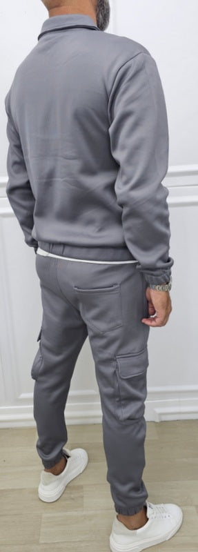 COMPLETO CARGO DISTRICT GIACCA+PANTALONE FELPATO NIDO D'APE  S.M.L.XL.XXL