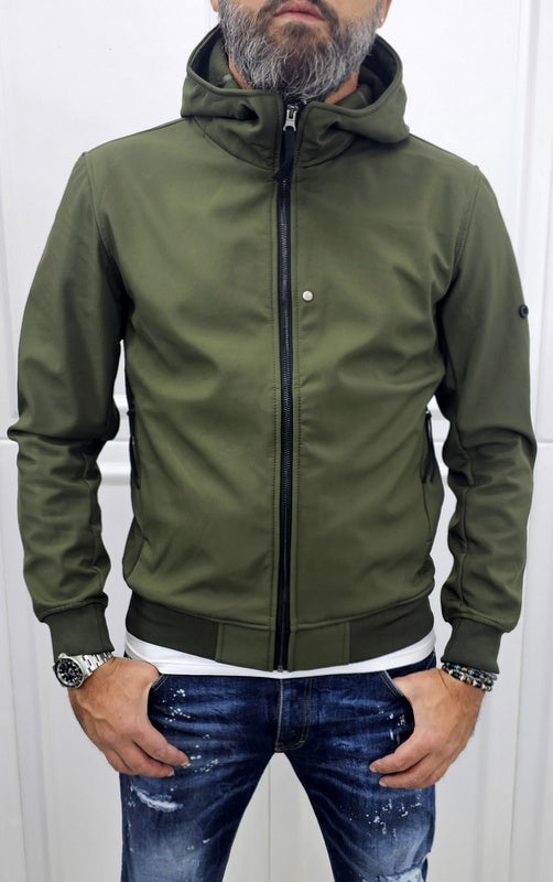 Giubbino uomo Cappuccio STORM TECH Nero/ Verde /Crema s,m,l,xl,xxl