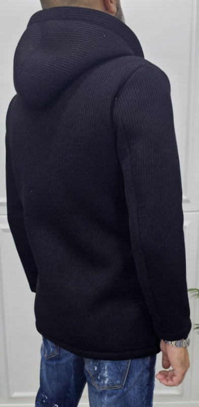 Cappotto Uomo Cappuccio Termico a coste Invernale Italy  Blu, Nero, Crema s,m,l,xl,xxl