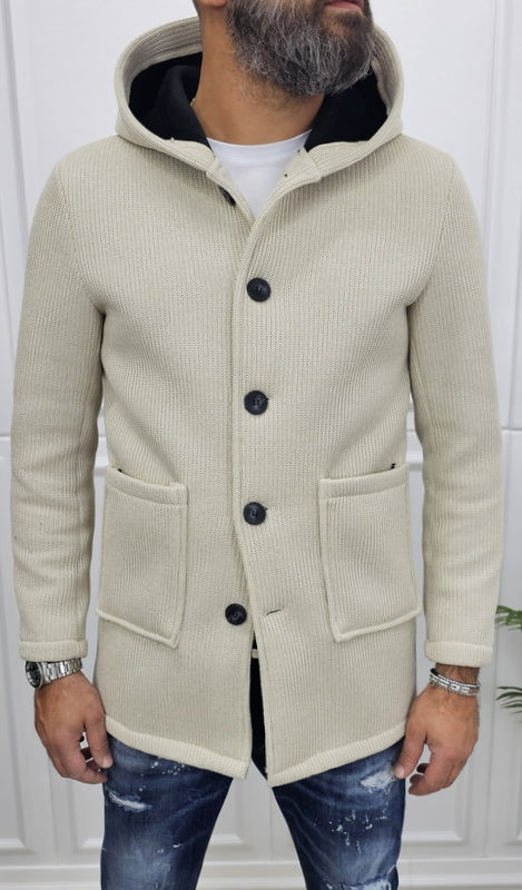 Cappotto Uomo Cappuccio Termico a coste Invernale Italy  Blu, Nero, Crema s,m,l,xl,xxl