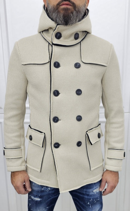 Cappotto Doppiopetto Scuba Deluxe Cappuccio Termico a coste Invernale Italy  Blu, Nero, Crema s,m,l,xl,xxl