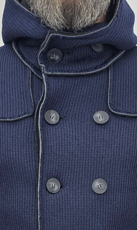 Cappotto Doppiopetto Scuba Deluxe Cappuccio Termico a coste Invernale Italy  Blu, Nero, Crema s,m,l,xl,xxl