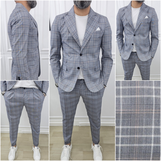 Abito completo 2 bottoni Galles quadri Giacca+Pantalone+T.shirt  44,46,48,50,52,54