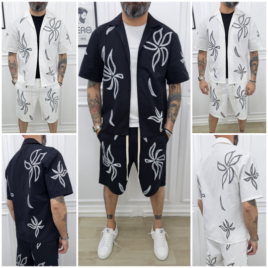COMPLETO DUBAI BERMUDA+CAMICIA+T-SHIRT 2 COLORI S.M.L.XL.XXL