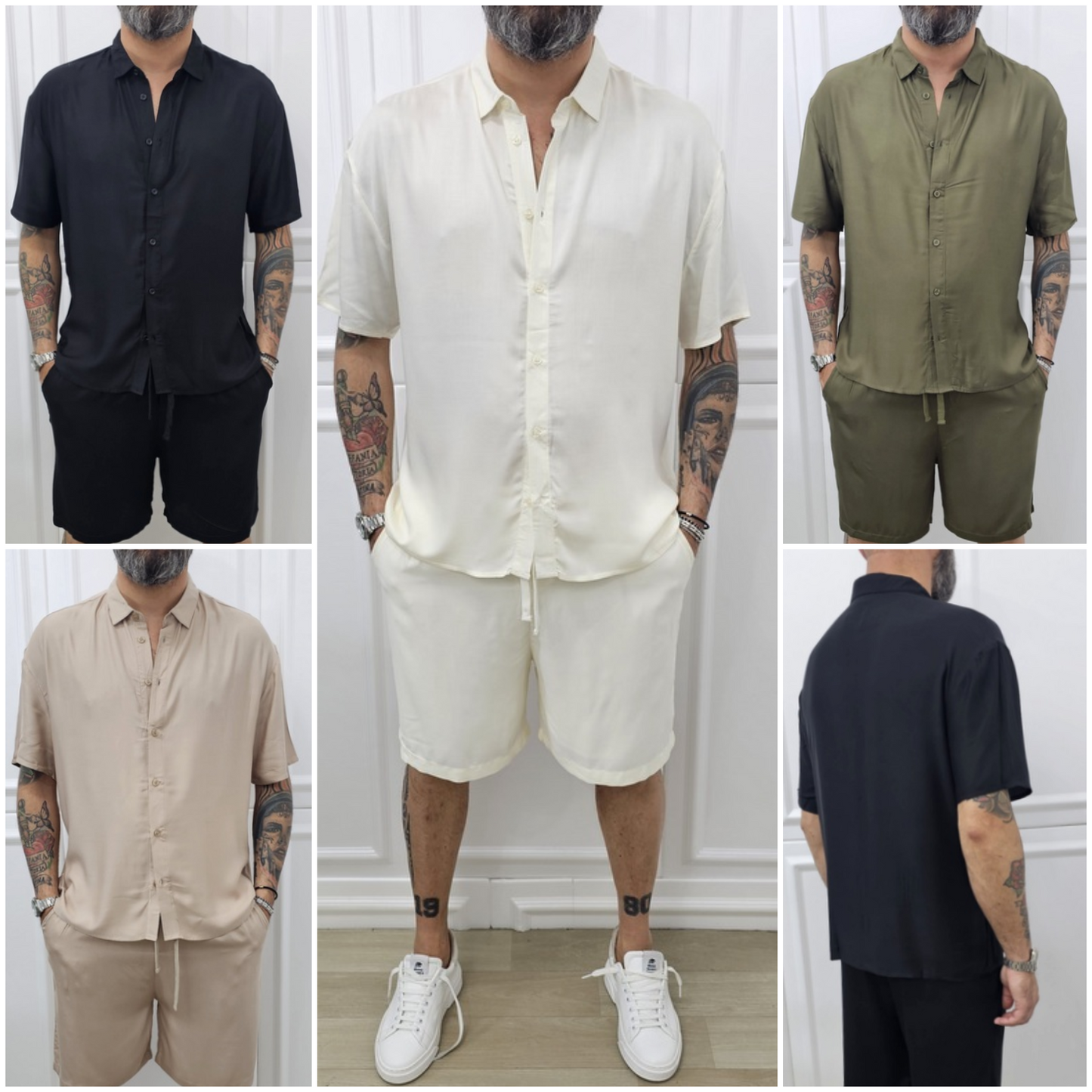 COMPLETO SANTORINI BERMUDA+CAMICIA 4 COLORI S.M.L.XL
