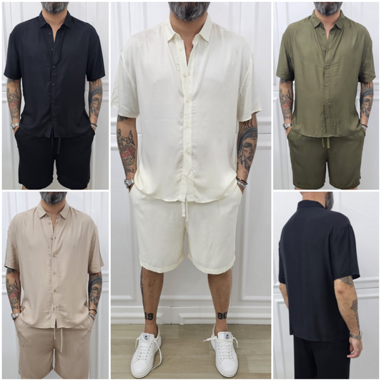 COMPLETO SANTORINI BERMUDA+CAMICIA 4 COLORI S.M.L.XL