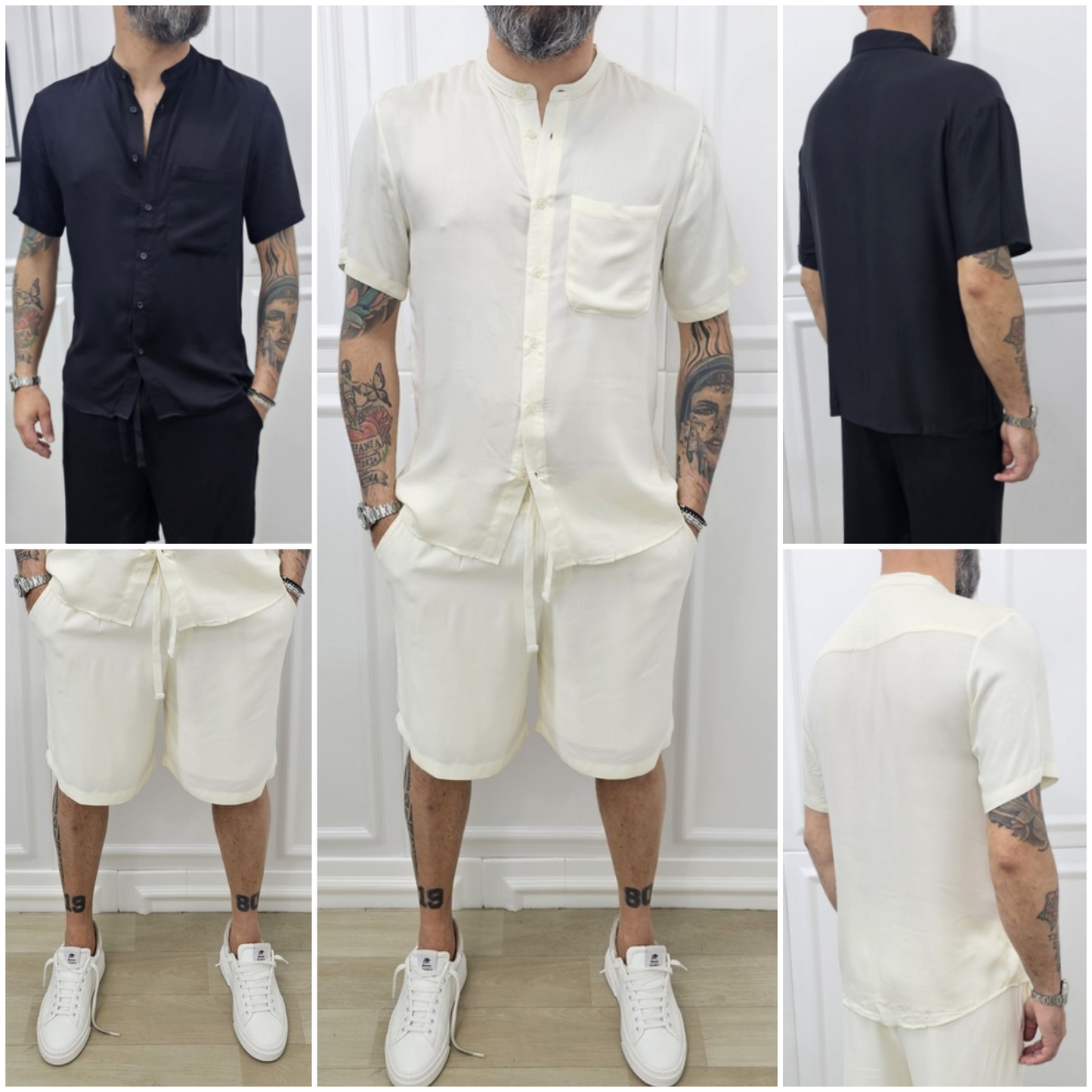 COMPLETO MYKONOS BERMUDA+CAMICIA COREANA 2 COLORI S.M.L.XL