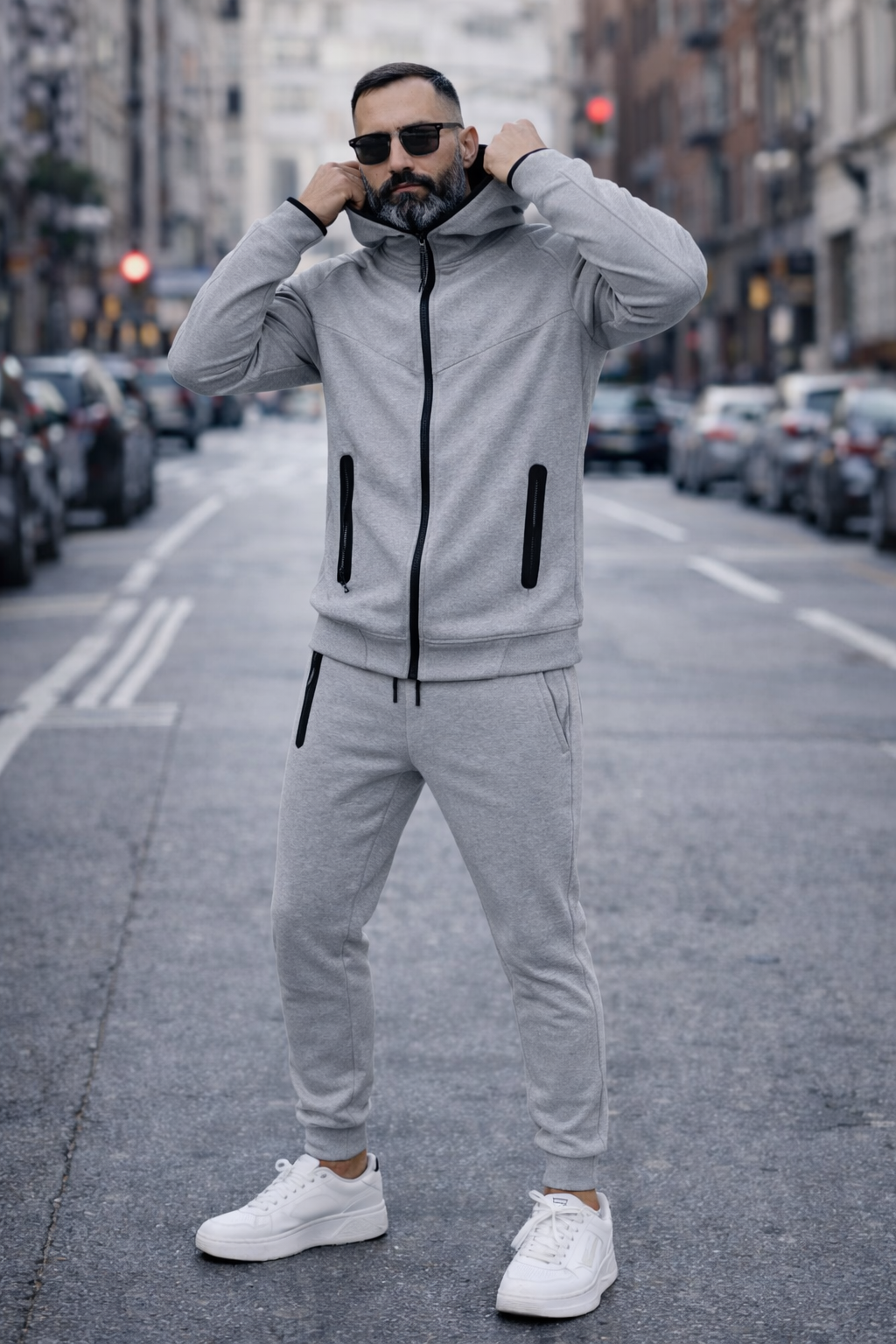 Tuta Tech Primaverile Cappuccio Grigio, Nero, Panna, Fango s,m,l,xl,xxl