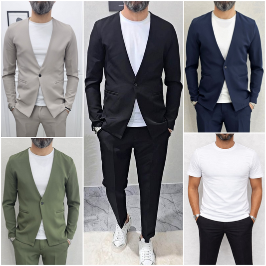 Abito Panama completo 1 bottone giacca+pantalone+T-shirt s,m,l,xl,xxl