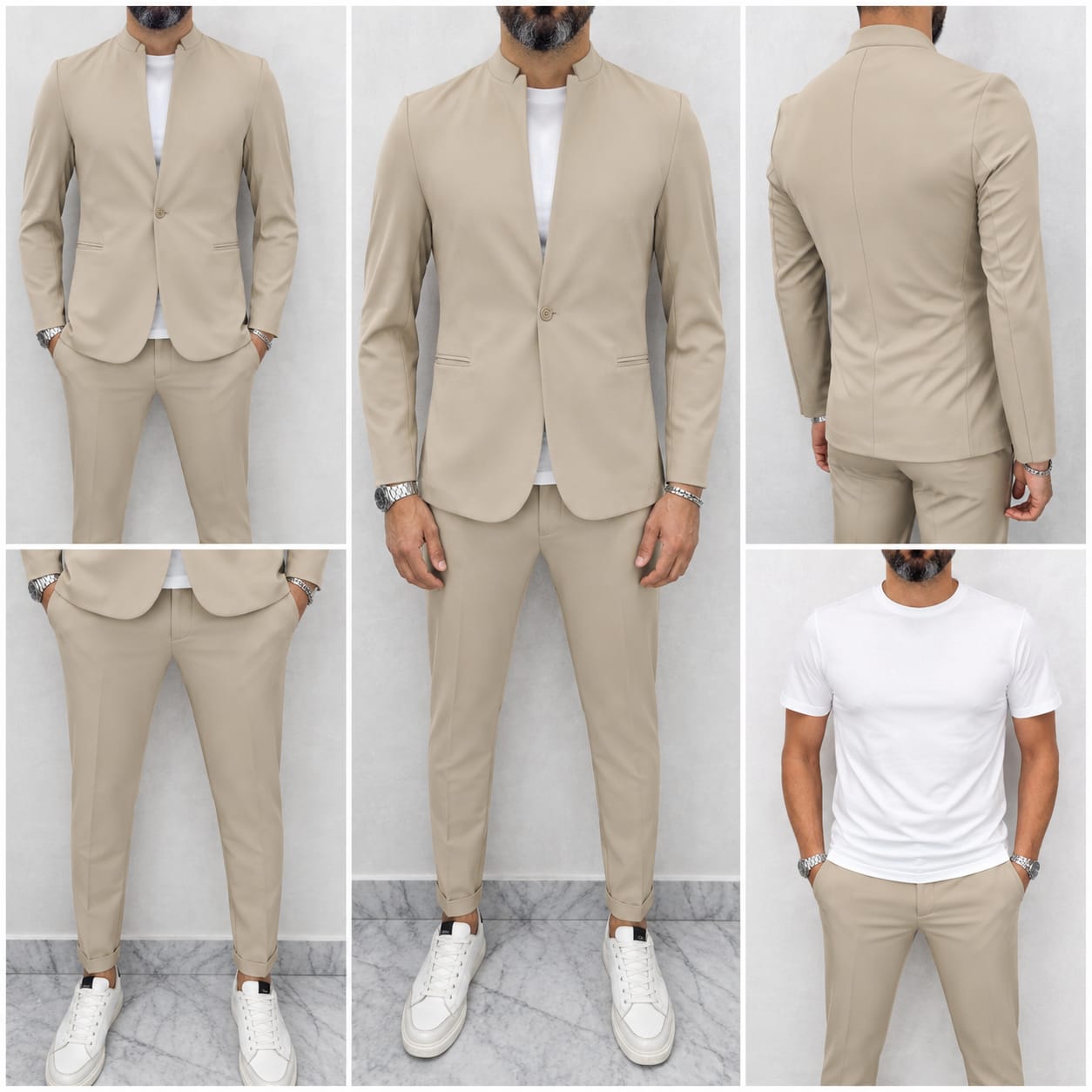 Completo Coreano 1 bottone slim Italy Giacca+Pantalone+T-shirt  44,46,48,50,52