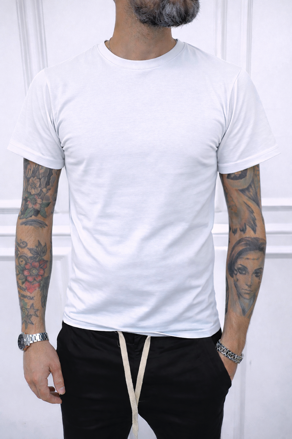 T-SHIRT GIROCOLLO COLORATE BASIC COTONE  ELASTICO SOTTO GIACCA S,M,L,XL,XXL