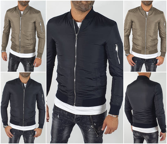 Giubbino  uomo Bomber Black Force  Foderato Nero/Tortora  S,M,L,XL,XXL