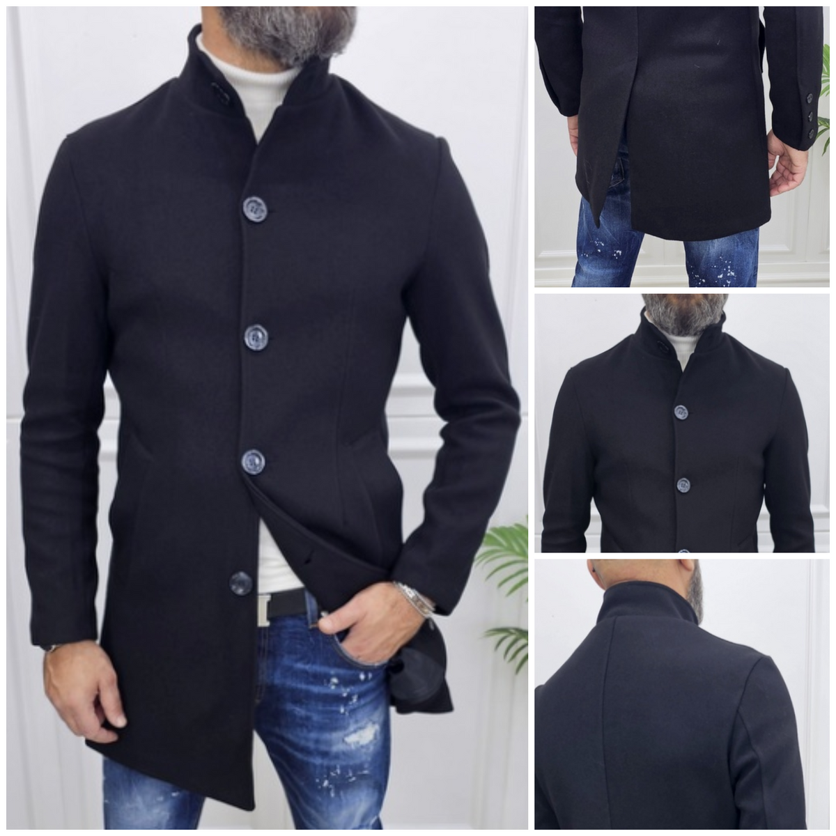 Cappotto Uomo Coreana  Nero invernale elastico italy s,m,l,xl,xxl