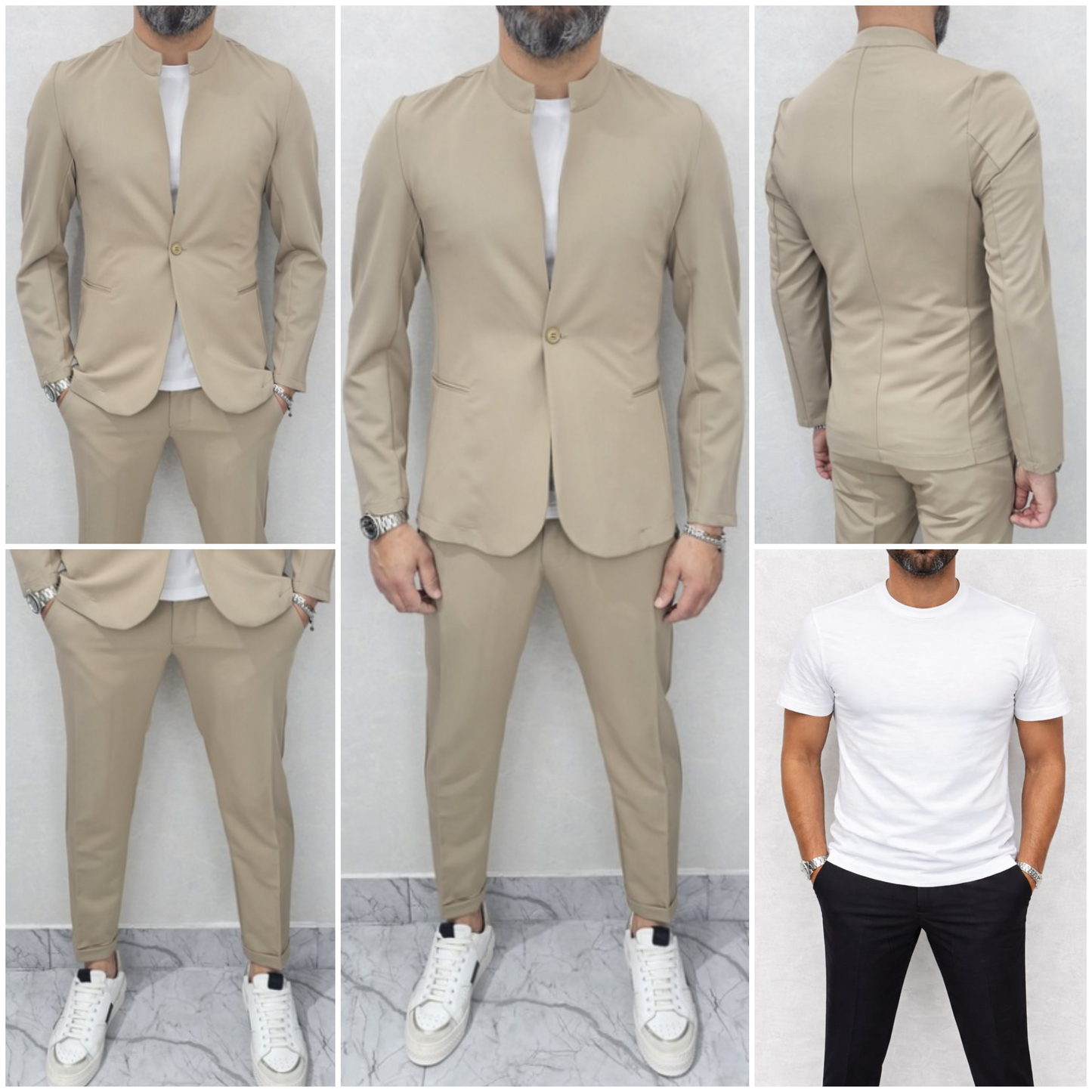 Completo Coreano 1 bottone slim Italy Giacca+Pantalone+T-shirt  44,46,48,50,52