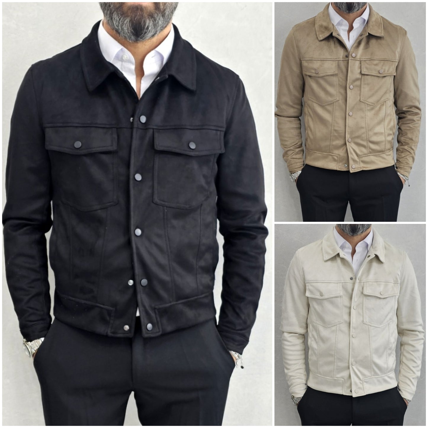 Giubbino uomo Scamosciato corto Primaverile 3 colori S,M,L,XL,XXL