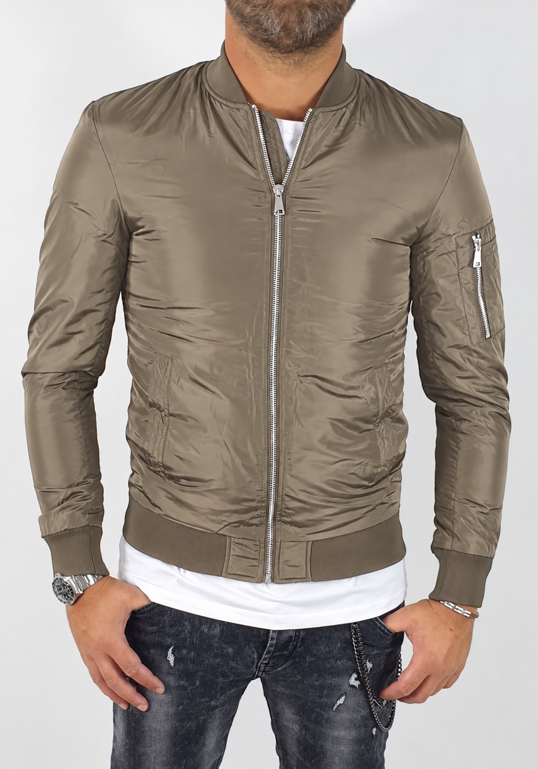 Giubbino  uomo Bomber Black Force  Foderato Nero/Tortora  S,M,L,XL,XXL
