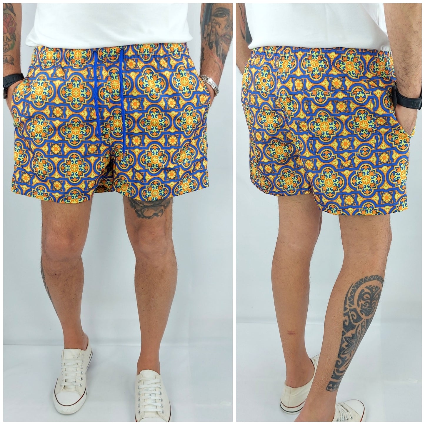 Costume Da Bagno Uomo Mare Sicilia Bermuda Fiori Pantaloncino Corto Boxer Slip