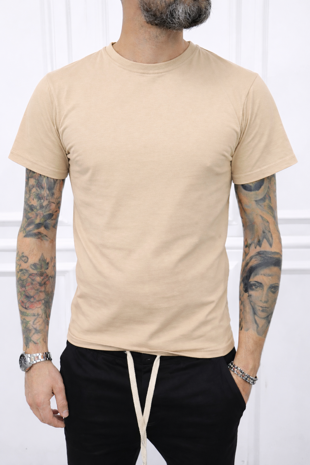 T-SHIRT GIROCOLLO COLORATE BASIC COTONE  ELASTICO SOTTO GIACCA S,M,L,XL,XXL