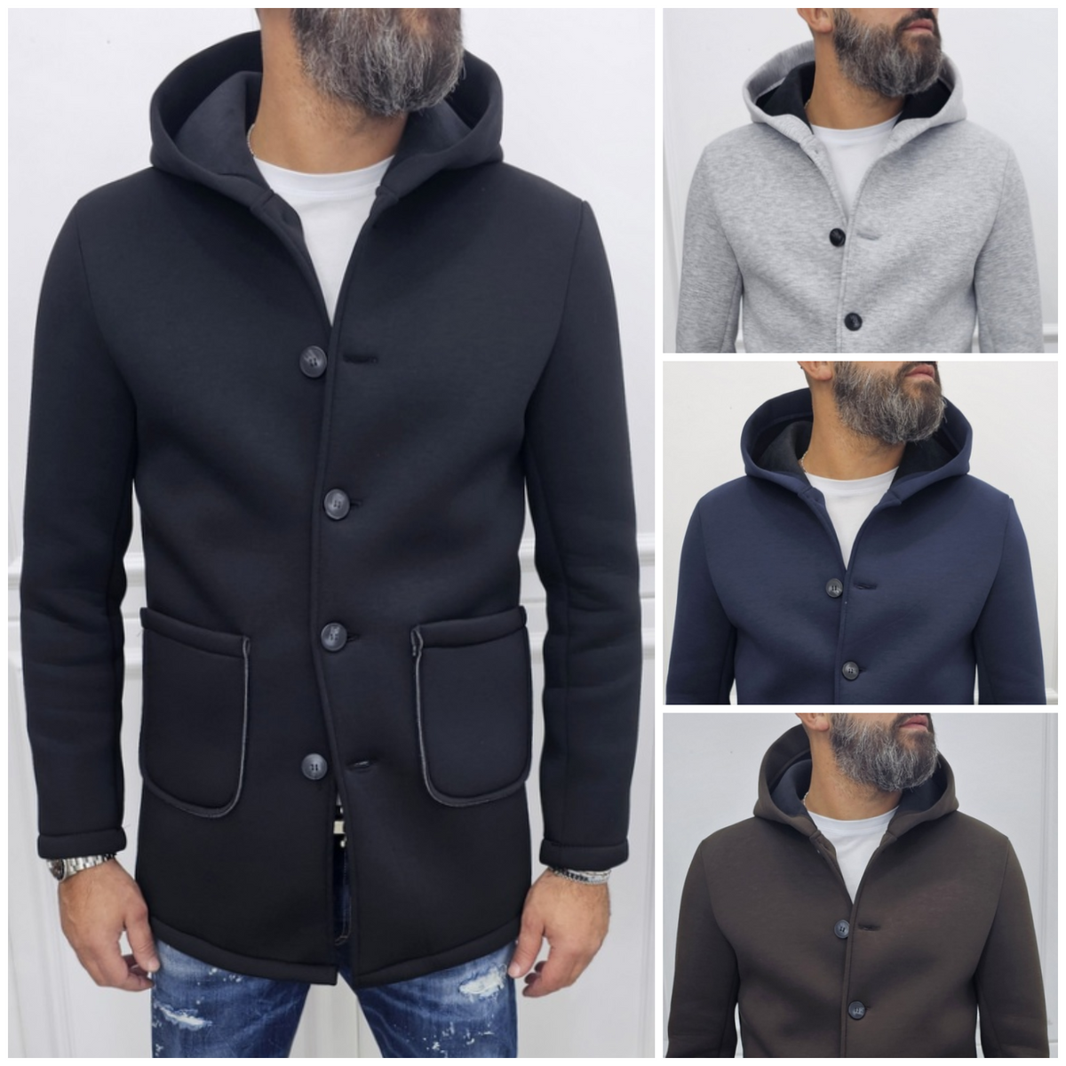 Cappotto Uomo cappuccio termico Scuba Tech  Blu, Nero, Grigio, Testa di Moro s,m,l,xl,xxl